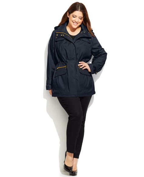 michael michael kors plus size hooded anorak|Michael Kors anorak silhouette.